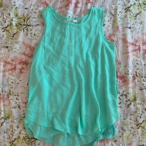 Bright Mint Sheer Flowy Top with Patterned Back